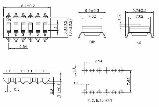 SMD DIP Switch 6 Pin SMD DIP Switch Setting DIP Switch